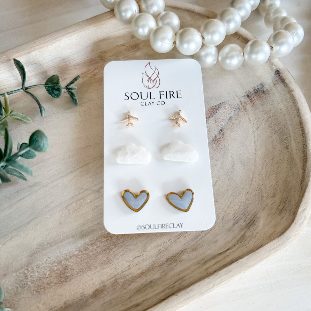 Soul Fire Clay Earrings - Stud Trio - Image 3