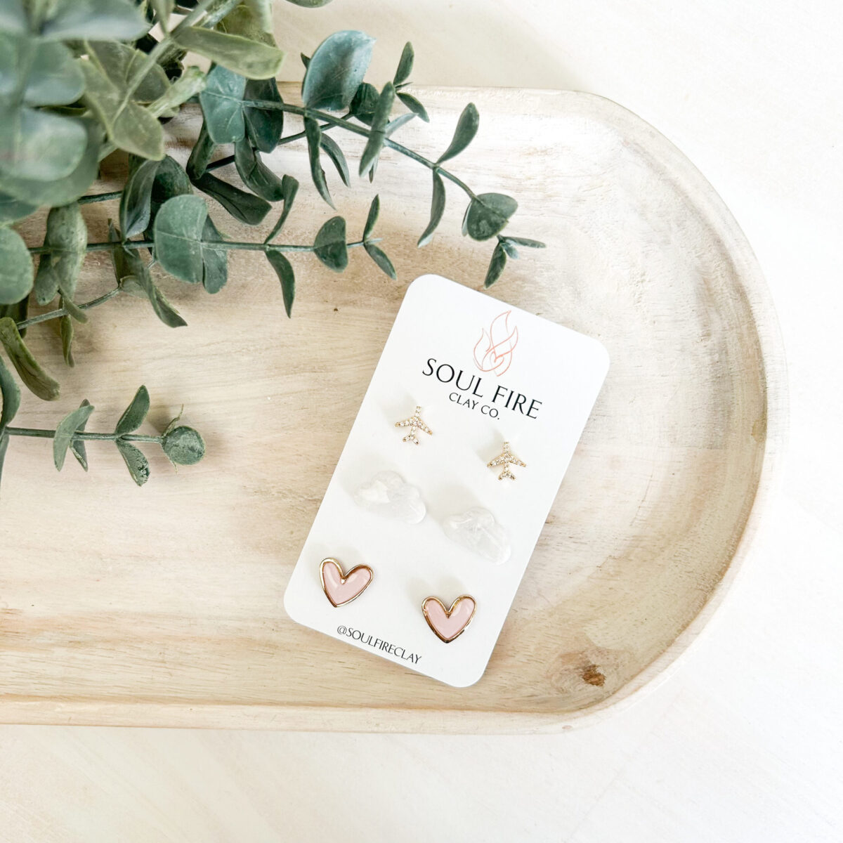 Soul Fire Clay Earrings - Stud Trio